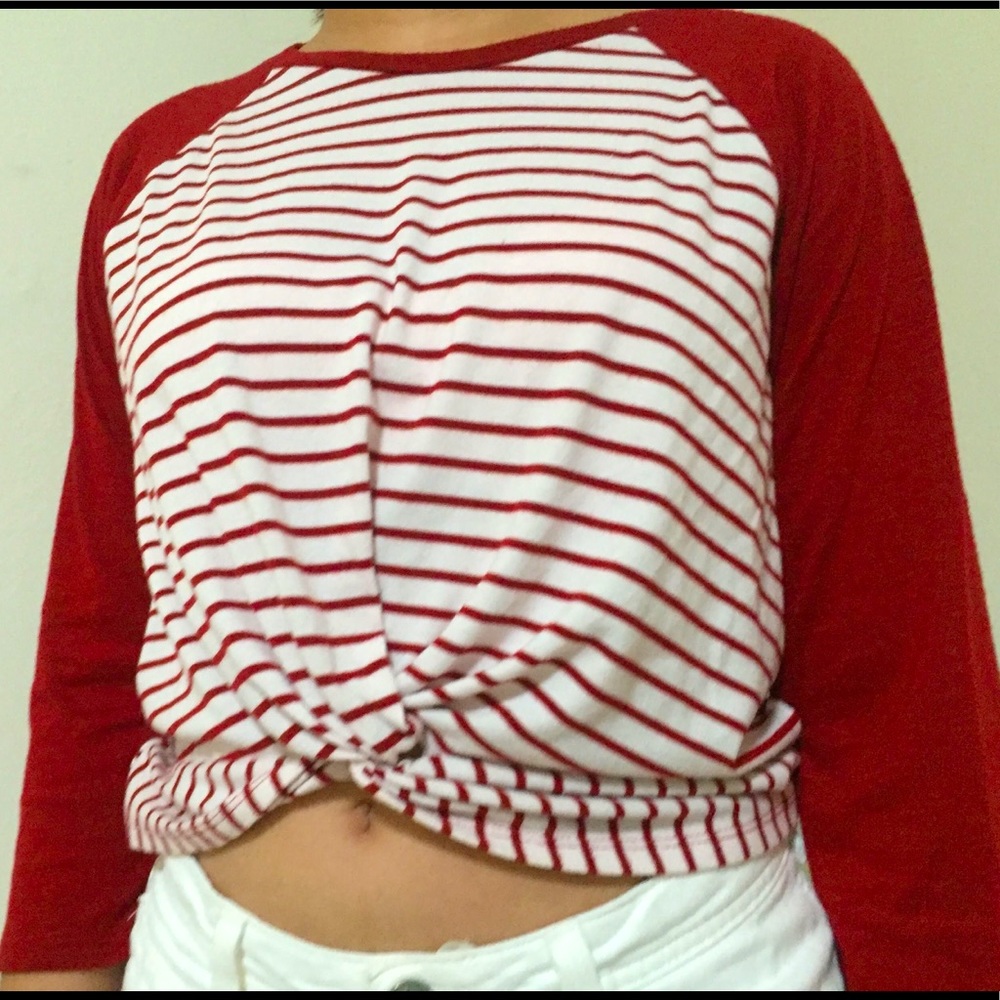 red stripped t-shirt (Louis from one direction in early days)